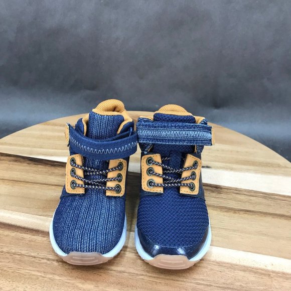 Step & Stride Blue High Top Hook and Loop Sneakers Little Kids Size 7 - Picture 2 of 7